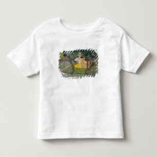 Camiseta Infantil Abraço de Radha e de Krishna em um bosque da