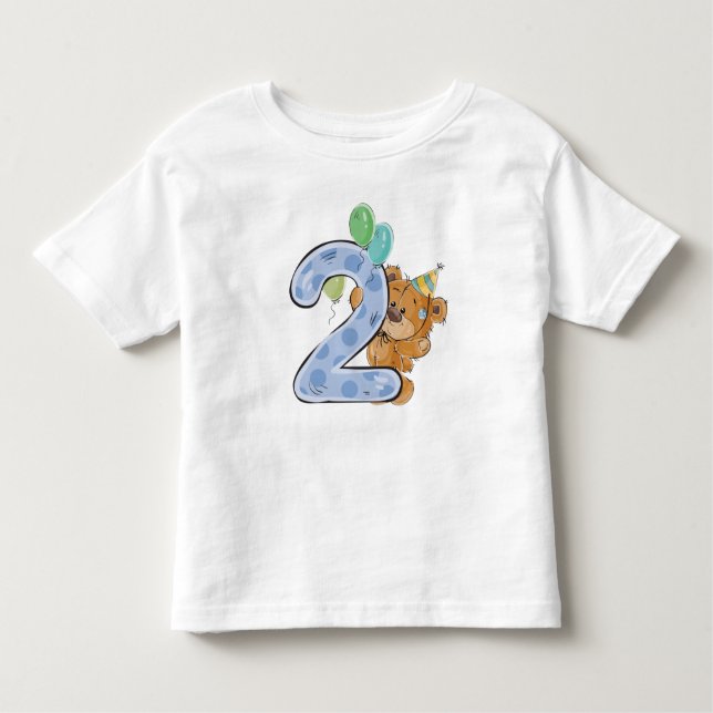 Camiseta Infantil Abraços de Urso para um segundo aniversário (Frente)