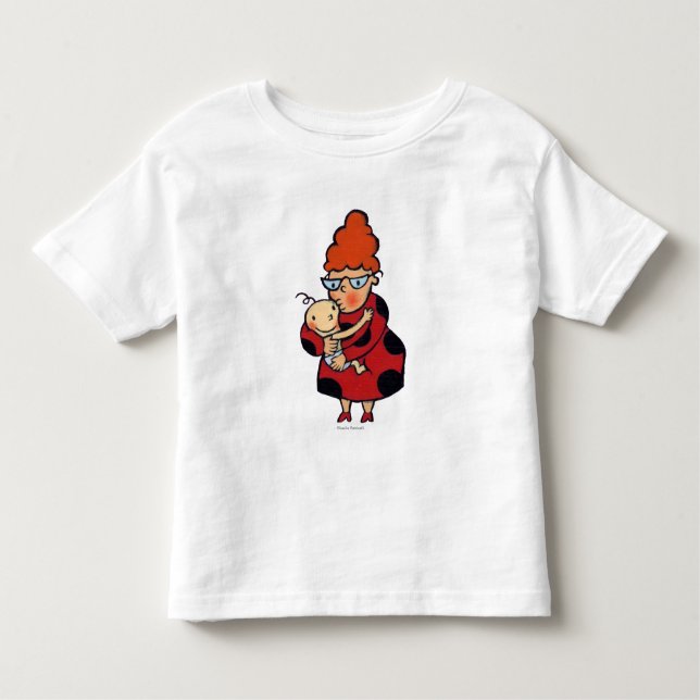 Camiseta Infantil Abraços grandes do olá! do Auntie no vermelho (Frente)