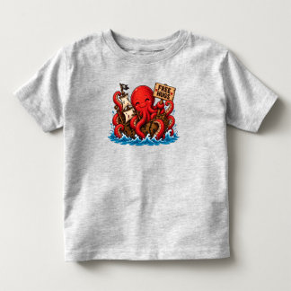 Camiseta Infantil Abraços grátis Kraken! Cute Monstro Marinho DND