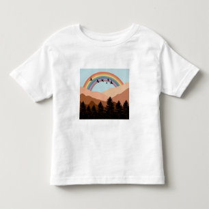 Camiseta Infantil Abstrato Paisagem Árvores Florestais Arco-Íris e P