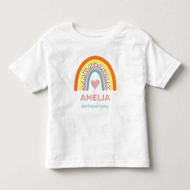 Camiseta Infantil Abstrato Rainbow Colorous Birthday Girl (Frente)