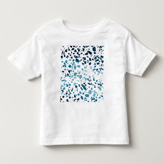 Camiseta Infantil Abstrato Terrazzo Mosaico Marinho e padrão azul cl (Frente)