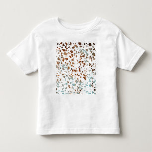 Camiseta Infantil Abstrato Terrazzo Mosaico Rust Brown & Blue Padrão