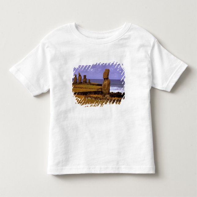 Camiseta Infantil Abstratos de Estátua de Tahai Platform Moai Páscoa (Frente)