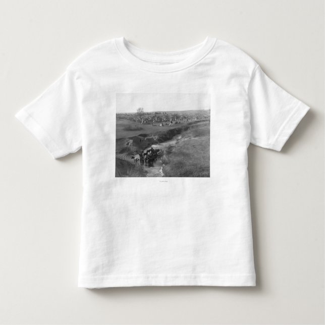 Camiseta Infantil Acampamento indiano de Lakota na argila branca (Frente)