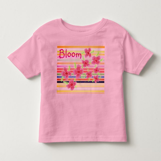 Camiseta Infantil Acentos Florais Rosa (Frente)