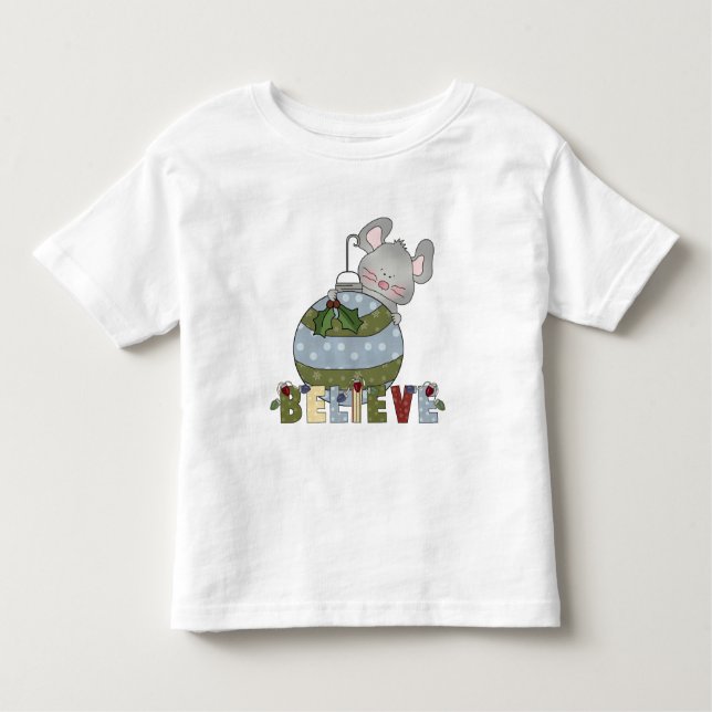 Camiseta Infantil Acreditem no Natal da Pequena Ornação do Rato (Frente)