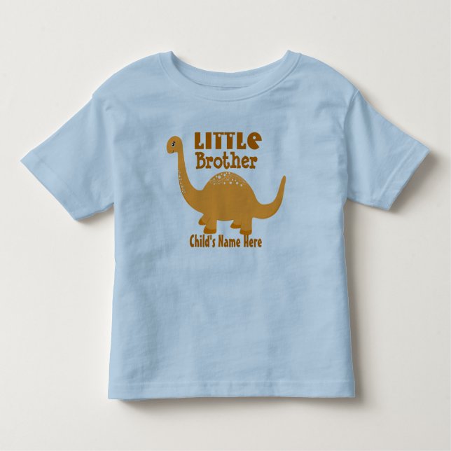 Camiseta Infantil Adicionar Nome Pequeno Irmão Dinossauro Impressão (Frente)