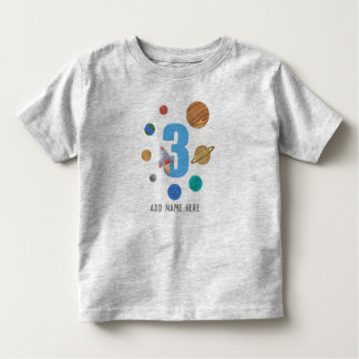 Camiseta Infantil Adicionar NOME - Planetas do Sistema Solar anivers