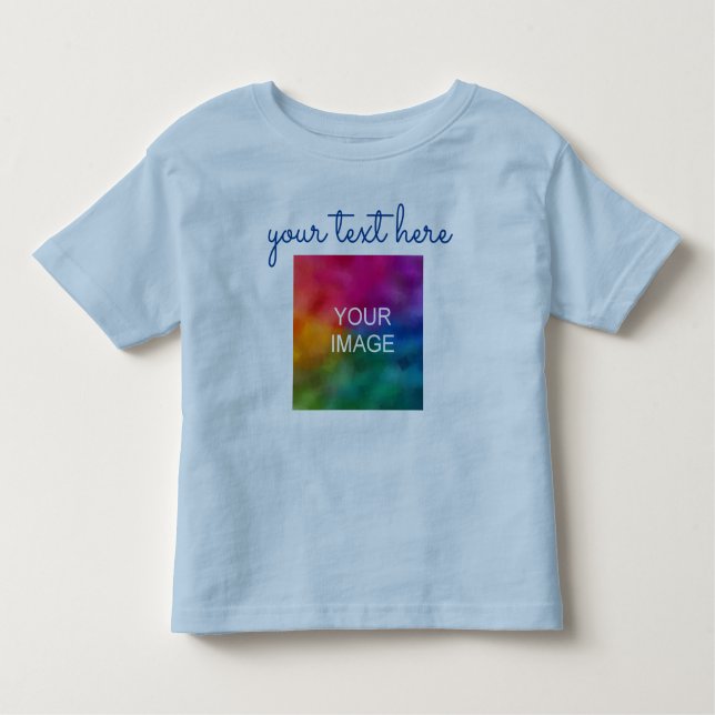 Camiseta Infantil Adicionar Texto Carregar Foto Impressão Azul Duplo (Frente)