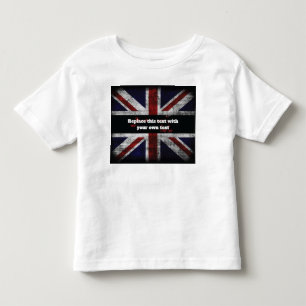 Camiseta Infantil Adicionar texto na Almofada da bandeira inglesa