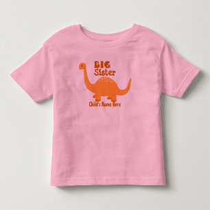 Camiseta Infantil Adicione o nome Grande Irmã Dinossaur Impressão