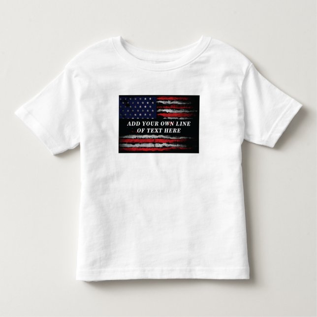 Camiseta Infantil Adicione o seu próprio texto no amassado bandeira  (Frente)