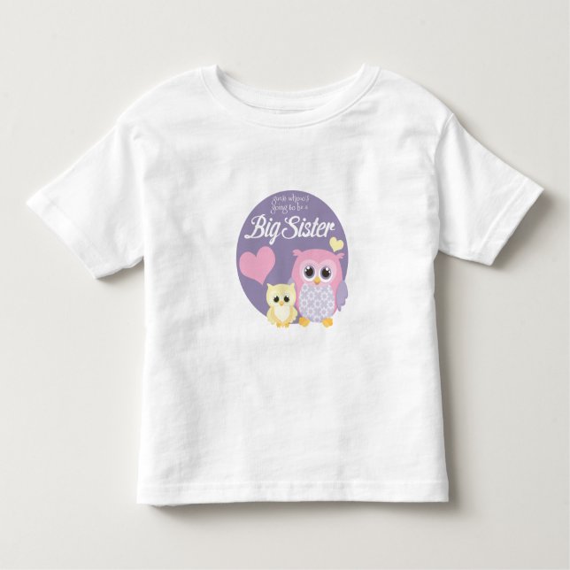 Camiseta Infantil Adivinha quem vai ser uma irmã grande? Pastel Owca (Frente)