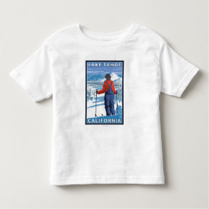 Camiseta Infantil Admiração do esquiador - Lake Tahoe, Califórnia