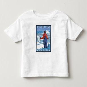 Camiseta Infantil Admiração do esquiador - pico da geleira,