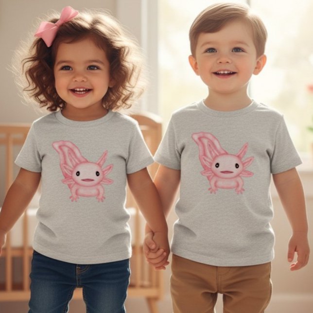 Camiseta Infantil Adorable Pink Axolotl Toddler Baby T-Shirt (Criador carregado)