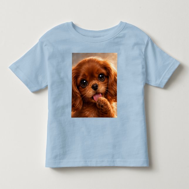 Camiseta Infantil Adorable Ruby Cavalier Spaniel (Frente)