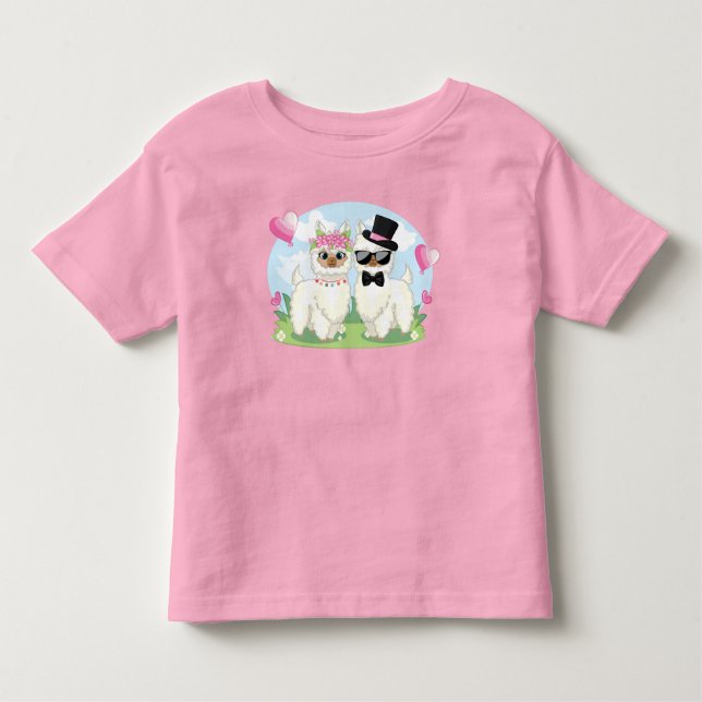 Camiseta Infantil Adoráveis Llama Love Llama Casal T-Shirt (Frente)