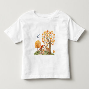 Camiseta Infantil Adorável Casa Campestre de Cervos da Floresta