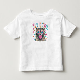 Camiseta Infantil ✨ Adorável Design de Bordado de Guaxinim "De Volta