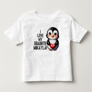 Camiseta Infantil Adorável Pinguim declara "Eu amo minha Grauntie!"