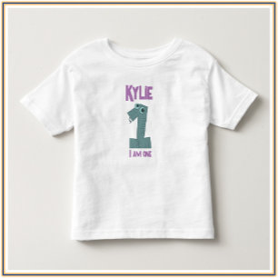 Camiseta Infantil Adorável Teal & Purple I AM ONE