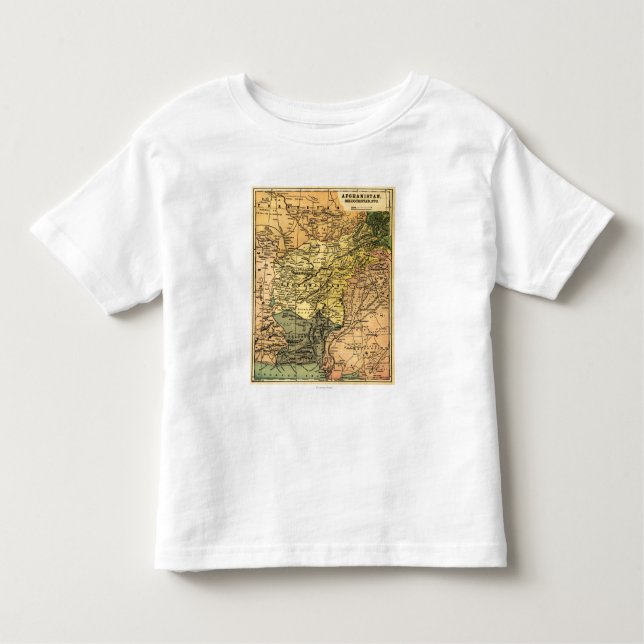 Camiseta Infantil Afeganistão e mapa circunvizinho dos países (Frente)