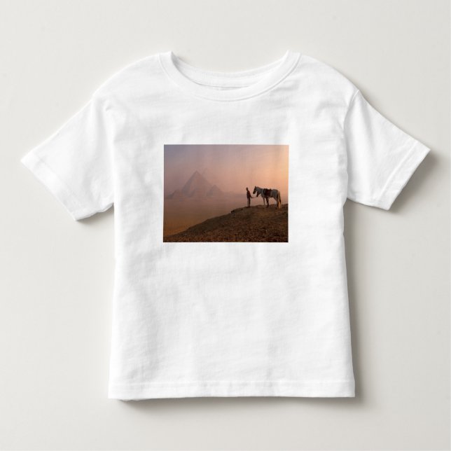 Camiseta Infantil África, Egito, Cairo, Giza, pirâmides de Giza em (Frente)