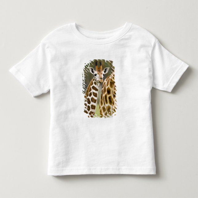 Camiseta Infantil África. Quênia. Bebê Girafa de Rothschild (Frente)
