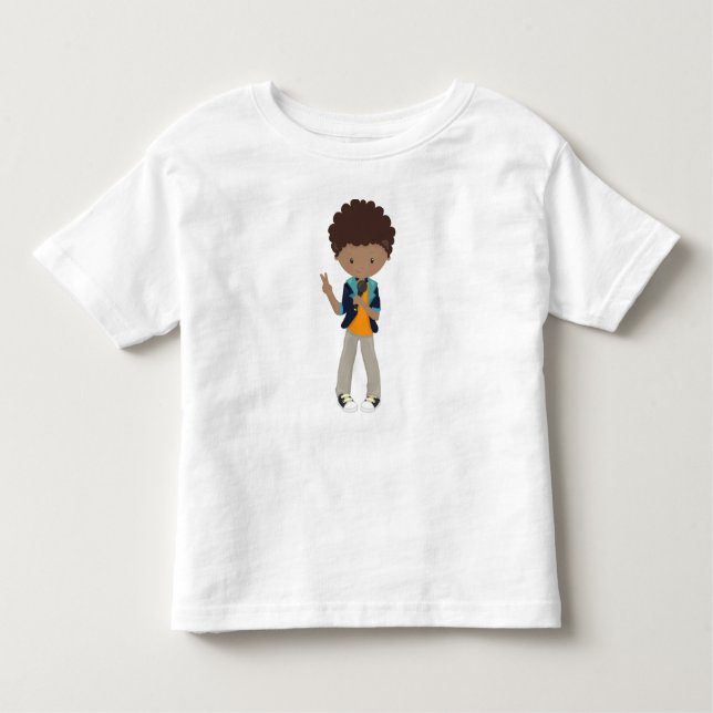 Camiseta Infantil African American Boy, Rock Boy, Banda Singer, Músi (Frente)