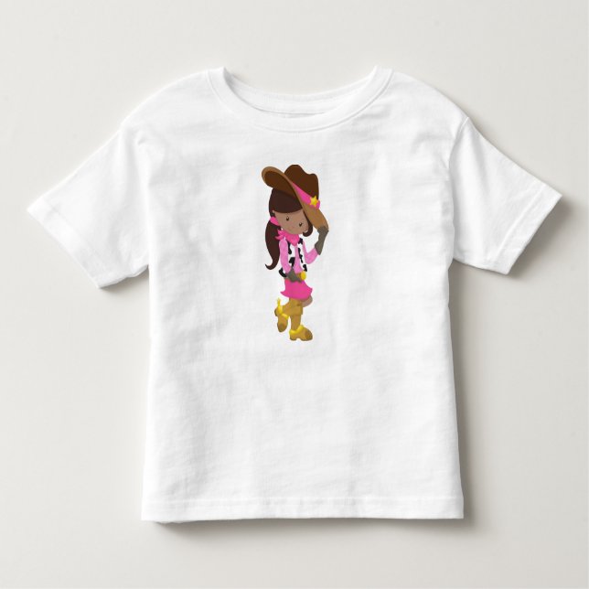 Camiseta Infantil African American Girl, Cowgirl, Sheriff, Western (Frente)