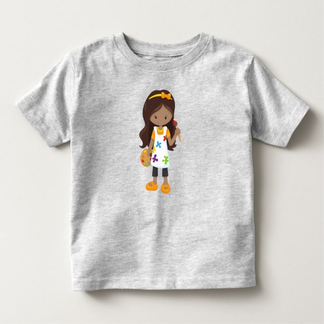 Camiseta Infantil African American Girl, Painter, Painting, Brussel (Frente)