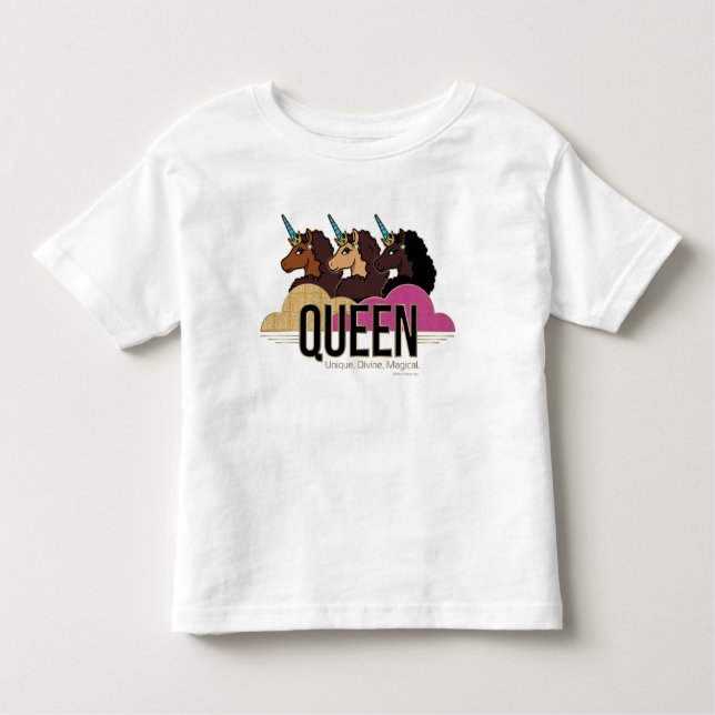 Camiseta Infantil Afro Unicorn Queen Trio Design (Frente)