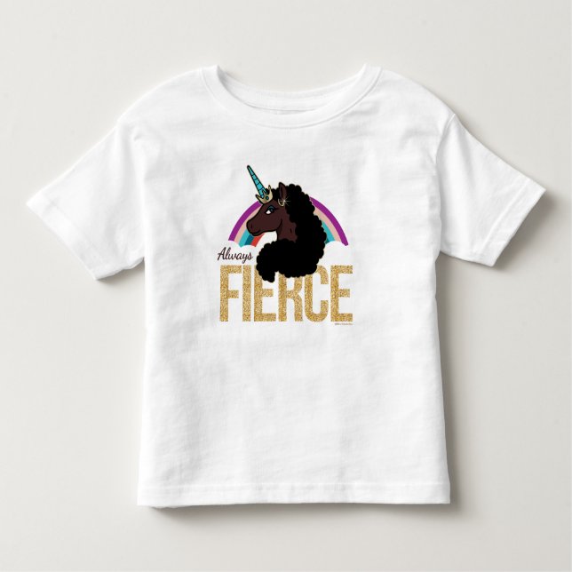 Camiseta Infantil Afro Unicórnio | Mágico - Sempre Feroz (Frente)