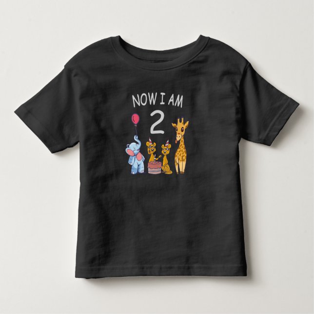 Camiseta Infantil Agora tenho 2 anos de segundo aniversário no Zoo B (Frente)