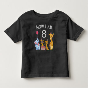 Camiseta Infantil Agora tenho 8 anos e oitavo aniversário no Zoo
