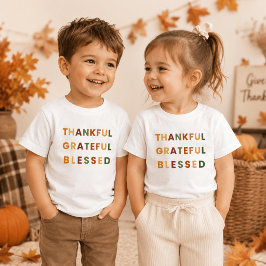 Camiseta Infantil Agradecido Grato Abençoado – Cores de Outono