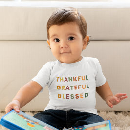 Camiseta Infantil Agradeço, Abençoada, Cores de Queda