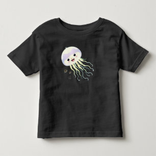 Camiseta Infantil Água-viva de desenho animado fofo com rosto sorrid
