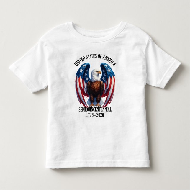 Camiseta Infantil Águia Americana com Sinalizador Wings 1776-2026 (Frente)