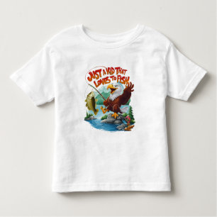 Camiseta Infantil Águia Balda Majestosa com Peixe Fresco em Perch Ro