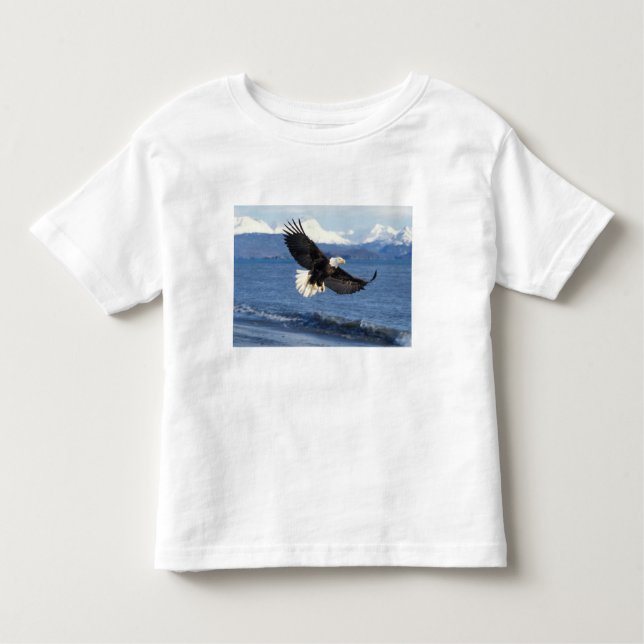 Camiseta Infantil águia-careca, Haliaeetus leuccocephalus, em voo (Frente)