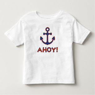Camiseta Infantil AHOY! Boia + Design de Âncora Vermelho+Azul