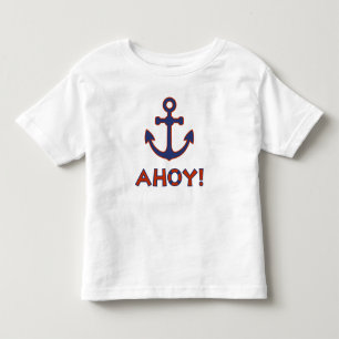 Camiseta Infantil AHOY! Design de Bóia + Âncora Vermelho+Azul