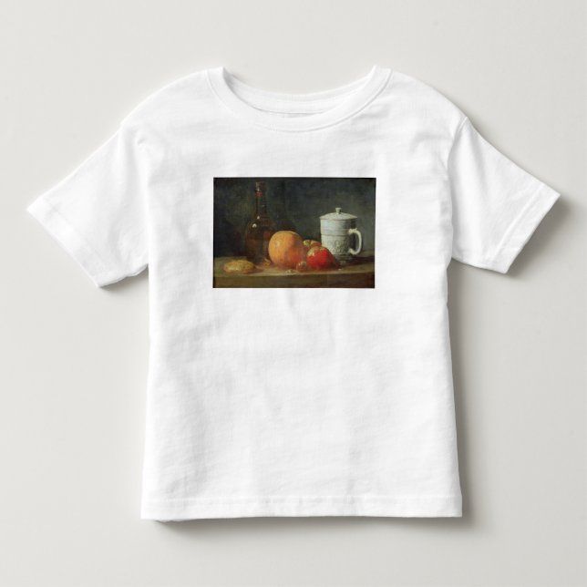 Camiseta Infantil Ainda vida com a garrafa da fruta e de vinho (Frente)