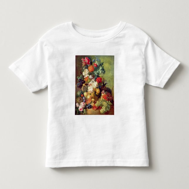 Camiseta Infantil Ainda vida com flores e fruta (Frente)