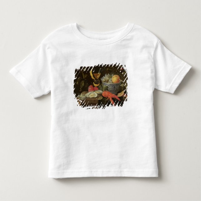 Camiseta Infantil Ainda vida com fruta e marisco, 1653 (óleo sobre (Frente)