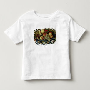 Camiseta Infantil Ainda vida com fruta, flores e marisco